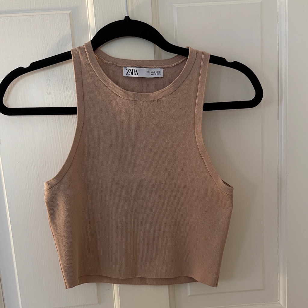 Zara Beige Sleeveless Crop Top